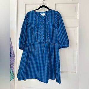 Draper James Blue Plaid Cotton Dress, xs